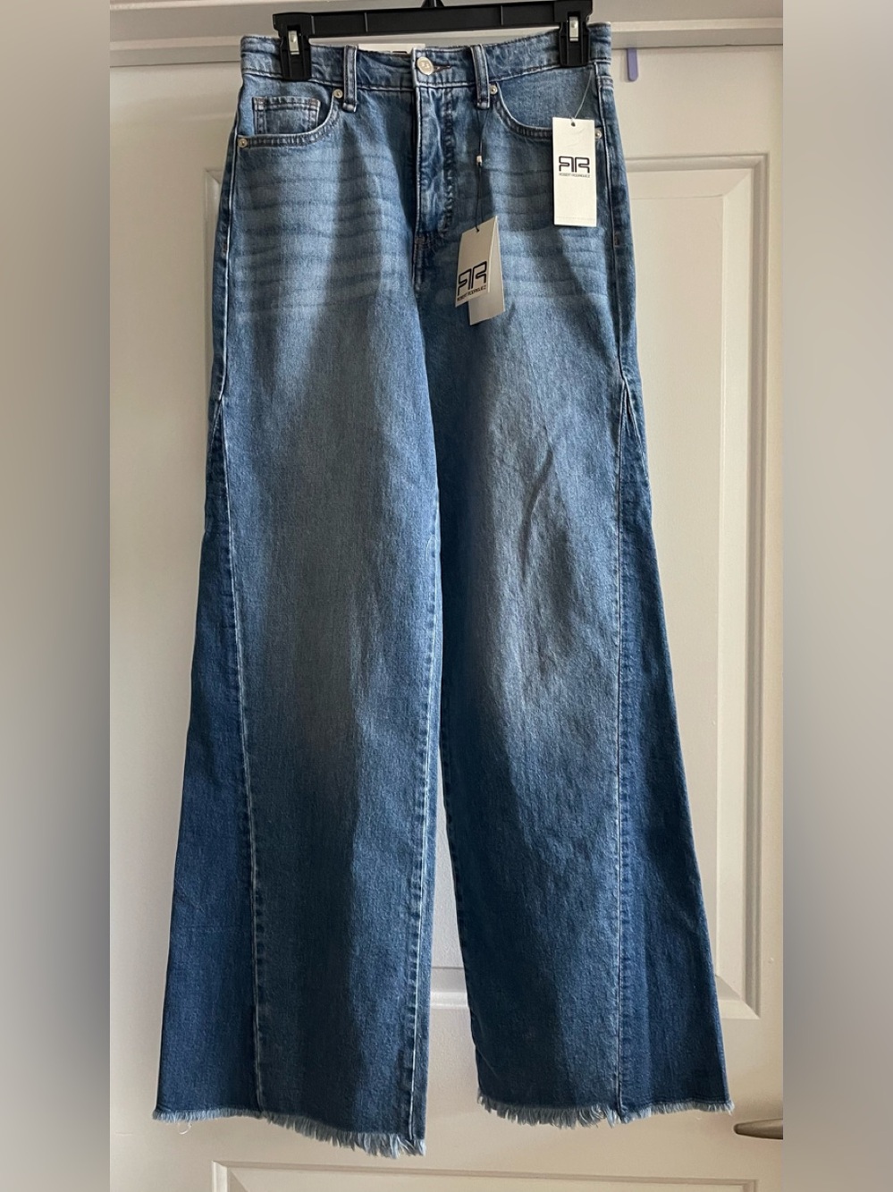 Robert Rodriguez Syncopate Godet Two-Tone Wide Leg Jeans